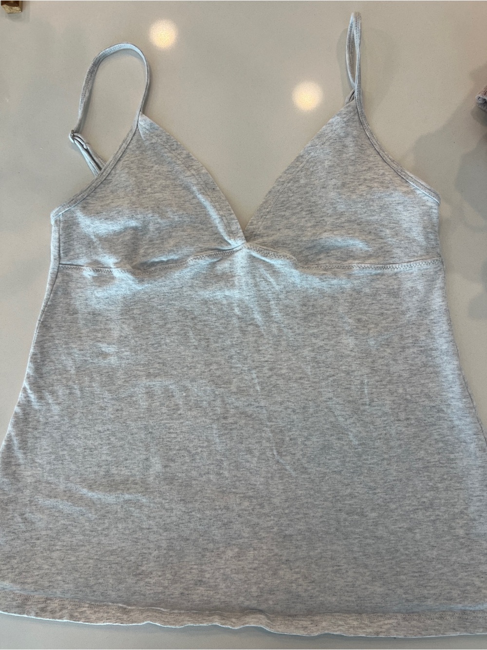 Brandy Melville Light Gray V-Neck Spaghetti Strap Cami